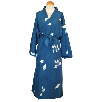 BALINESE INDIGO LEAF KIMONO ROBE - LARGE BALINESE INDIGO LEAF KIMONO ROBE - LARGE